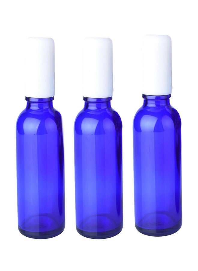 VANTOBEST 3Pcs 30ml/1oz Blue Glass Roll-on Bottles Refillable Empty Roller Bottles with Stainless Steel Balls and White Cap Essential Oils Containers for Perfumes Lip Balms - Image 1