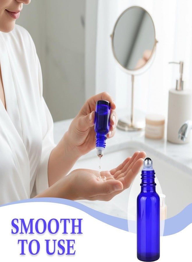 VANTOBEST 3Pcs 30ml/1oz Blue Glass Roll-on Bottles Refillable Empty Roller Bottles with Stainless Steel Balls and White Cap Essential Oils Containers for Perfumes Lip Balms - Image 5