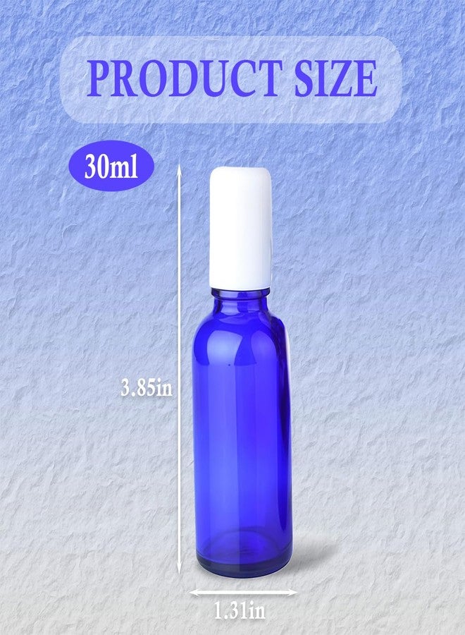 VANTOBEST 3Pcs 30ml/1oz Blue Glass Roll-on Bottles Refillable Empty Roller Bottles with Stainless Steel Balls and White Cap Essential Oils Containers for Perfumes Lip Balms - Image 2