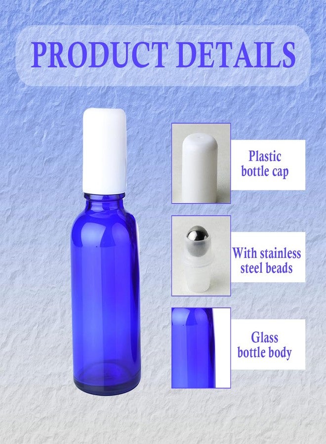 VANTOBEST 3Pcs 30ml/1oz Blue Glass Roll-on Bottles Refillable Empty Roller Bottles with Stainless Steel Balls and White Cap Essential Oils Containers for Perfumes Lip Balms - Image 3