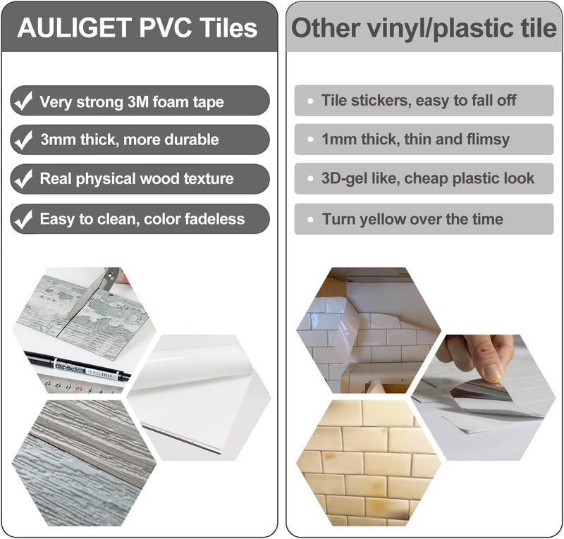 AULIGET 100 Piece Peel and Stick Backsplash PVC Tile, 3" x 6" Rustic Brick Stick on Tiles for Backsplash Kitchen, Bathroom, Laundry Room, Camper, Fireplace - Image 3