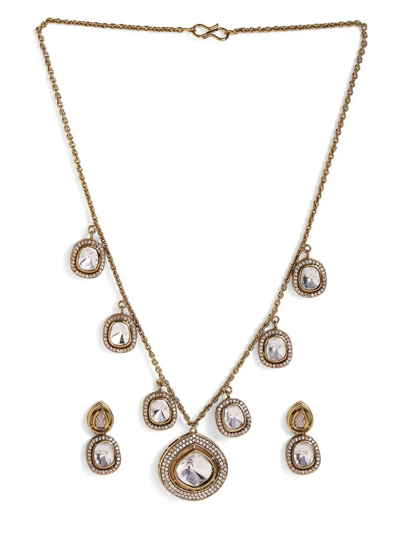 Priyaasi AD-Studded Necklace and Earrings