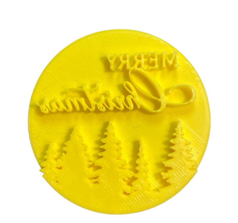 The Cookie Cutter Hub مركز قواطع الكعك عيد ميلاد سعيد مع شجرة طابع ختم للكب كيك زينة الفوندان الطين خبز الكعك