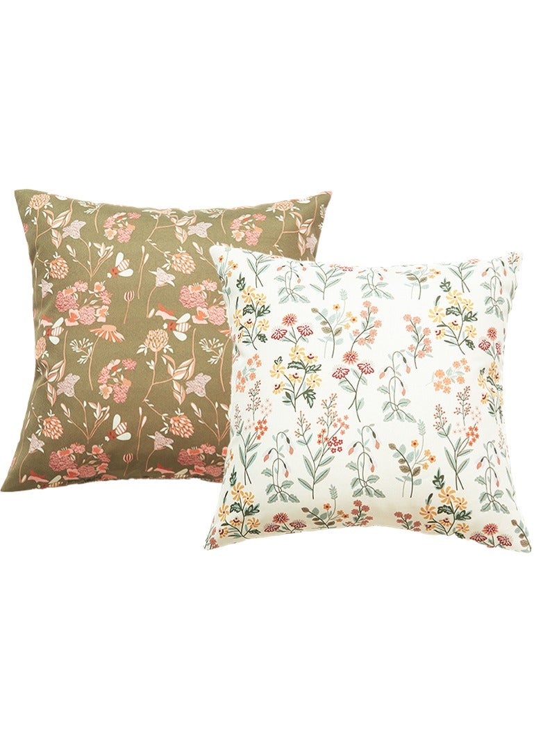 Mistyblue Waterproof Cushion Covers for Outdoor, MISTYBLUE Vintage Style Throw Pillow Covers, Pack of 2 Pillow Cases for Patio Garden Balcony Sofa Couch, Floral Pattern Cushion Cover Set (Patio Floral) - Image 1