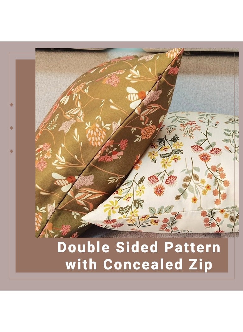 Mistyblue Waterproof Cushion Covers for Outdoor, MISTYBLUE Vintage Style Throw Pillow Covers, Pack of 2 Pillow Cases for Patio Garden Balcony Sofa Couch, Floral Pattern Cushion Cover Set (Patio Floral) - Image 4