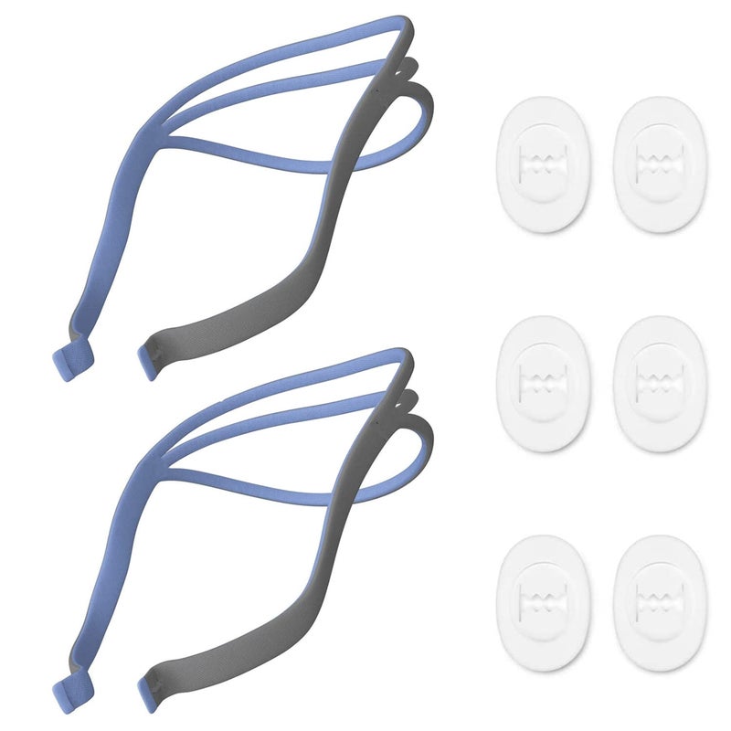 Upgraded Airfit P10 Headgear CPAP Replacement 2Pack Replacement Headgear Compatible with reAirfit P10 Nasal Pillow CPAP Mask Straps Included 2 Elastic Straps and 6 Adjustment Clips Blue