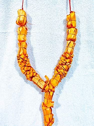 Kyzzo Scented Photo Frame Mala Chandan Scented Wooden Chaal Sukhad Haar Wooden Garland for Photos of Loved Ones Traditional Mala for God Ancestors and Pitra Pooja Room