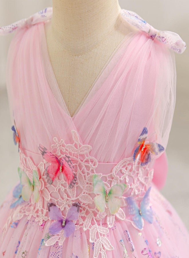 ODOLDI Baby Girls Butterfly Birthday Dress Baby Girl 3D Butterfly Princess Dress Photography Wedding Cake Crush, Pink, 12-18 Months - Image 3
