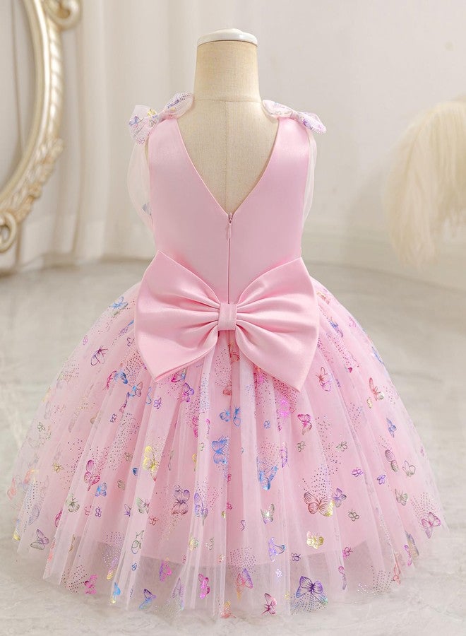 ODOLDI Baby Girls Butterfly Birthday Dress Baby Girl 3D Butterfly Princess Dress Photography Wedding Cake Crush, Pink, 12-18 Months - Image 2