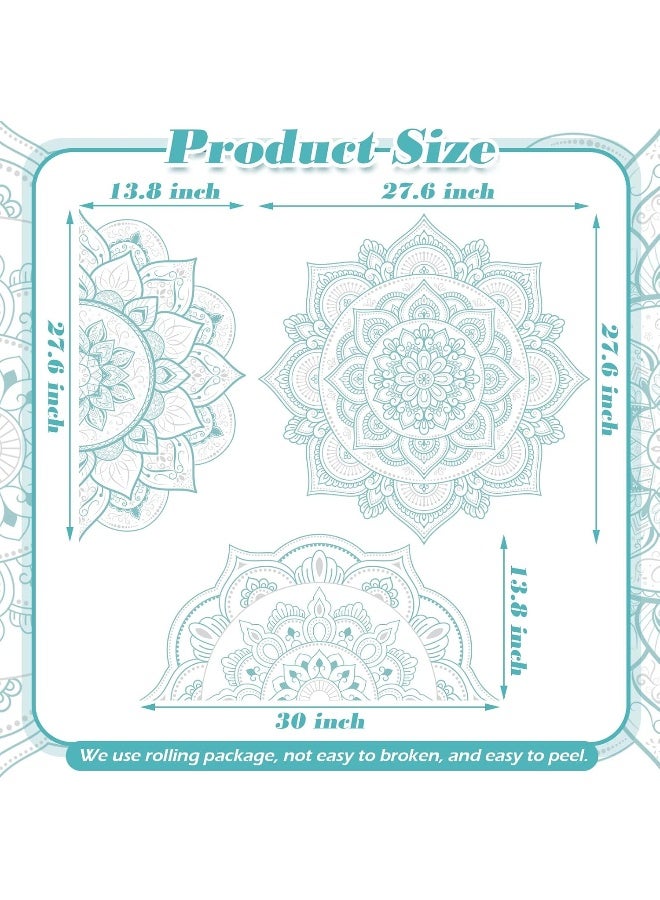 Home Trove 4 Pcs Half Mandala Wall Decal Boho Mandala Wall Sticker Hippie Mandala Vinyl Wall Decals Flower Wall Stickers Headboard Wall Decoration Indian Namaste Flower for Bedroom Living Room Yoga (Blue Green)  - Image 3