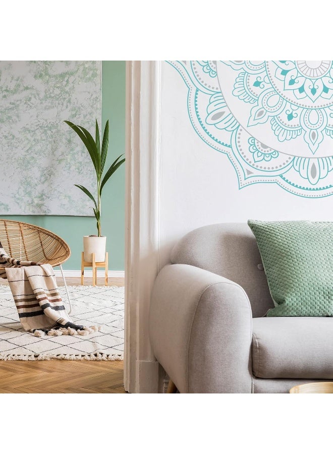 Home Trove 4 Pcs Half Mandala Wall Decal Boho Mandala Wall Sticker Hippie Mandala Vinyl Wall Decals Flower Wall Stickers Headboard Wall Decoration Indian Namaste Flower for Bedroom Living Room Yoga (Blue Green)  - Image 5