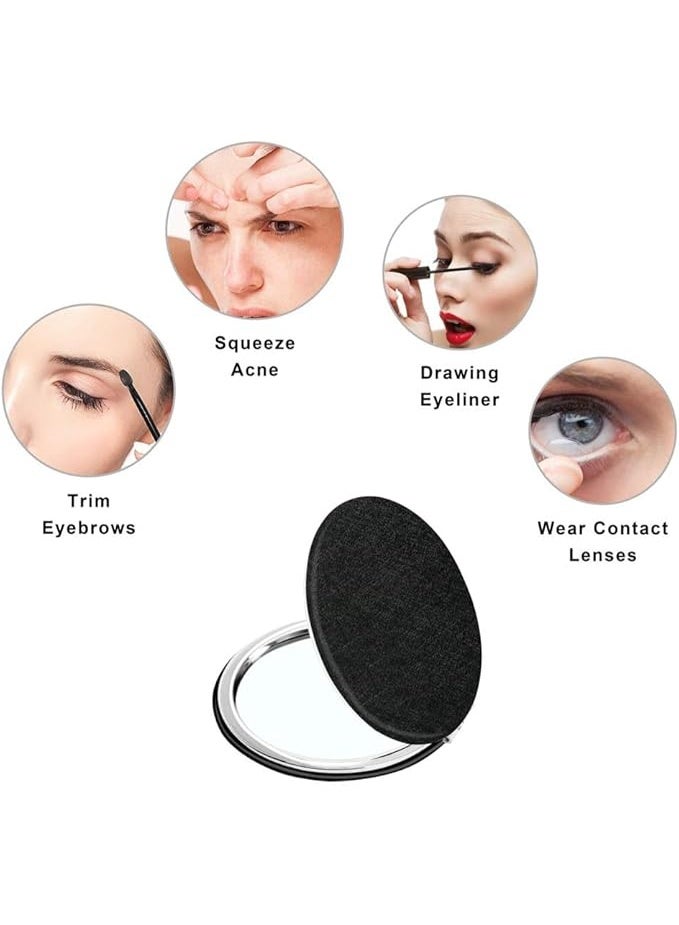 Pocket Compact Mirror for Men and Women, Small Purse Mirror With Glitter, Portable Travel Makeup Mini 2-Sided 1x/2x Magnifying Folding Handheld Mirror for Gift - Image 5