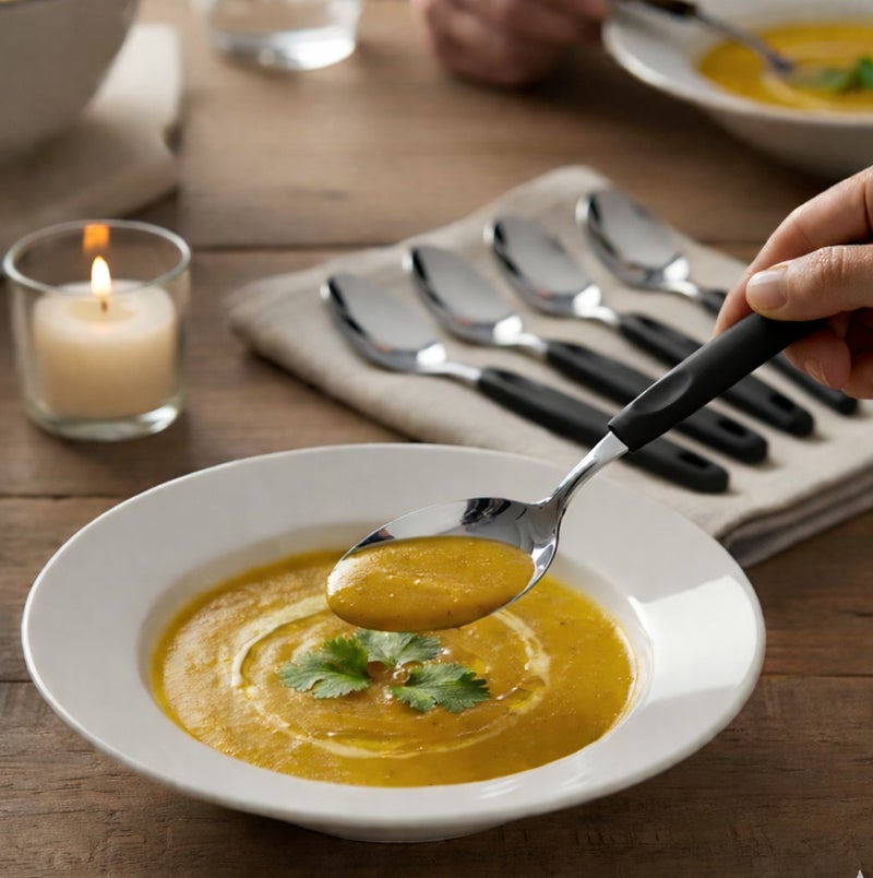 ديسينت طقم ملاعق طعام من 6 قطع | ملاعق من الفولاذ المقاوم للصدأ | مقبض مريح | سطح مصقول لامع | ملاعق حلويات للمنزل والمطبخ والمطاعم، آمنة للغسل في غسالة الصحون - Image 5