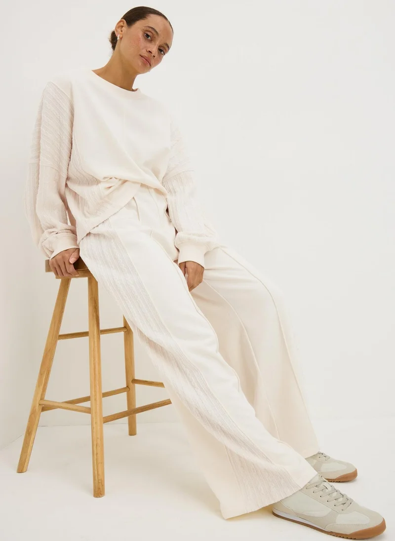 Cream Wide Leg Cable Joggers