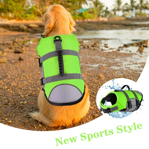 Mklhgty Dog Life Jacket, Reflective Adjustable Dog Life Vest with Rescue Handle for Swimming and Boating, Ripstop Pet Safety Life Preserver for Small, Medium and Large Dogs - Image 2