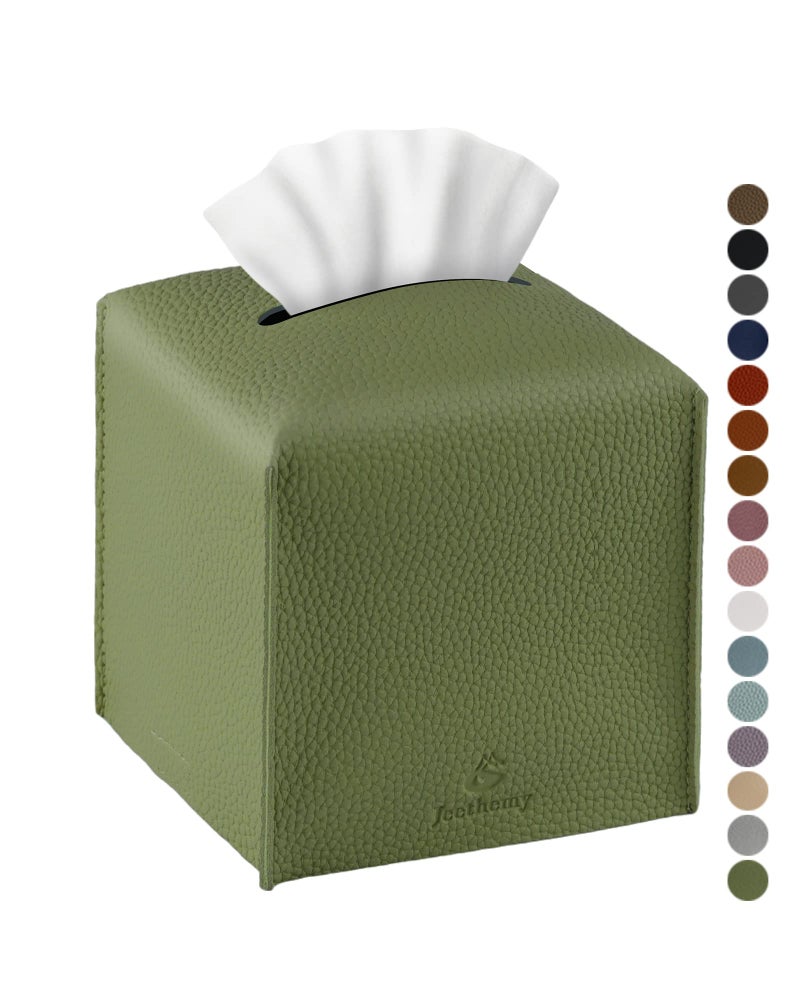 غطاء صندوق المناديل جيثيمي مربع من جلد PU حافظة مناديل عصرية حافظة ورق الوجه موزع 5X5X5 أخضر مفرد