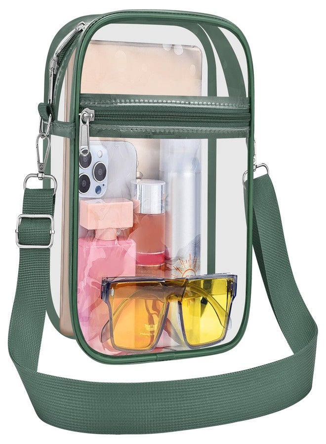 USPECLARE Clear Purse Stadium Clear Messenger Bag Stadium Approved for Men and Women Clear CrossBody Bag, Forest Green, Large - Image 1