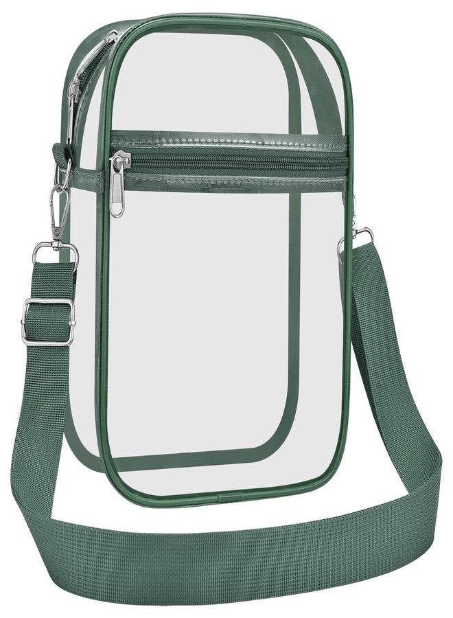 USPECLARE Clear Purse Stadium Clear Messenger Bag Stadium Approved for Men and Women Clear CrossBody Bag, Forest Green, Large - Image 2