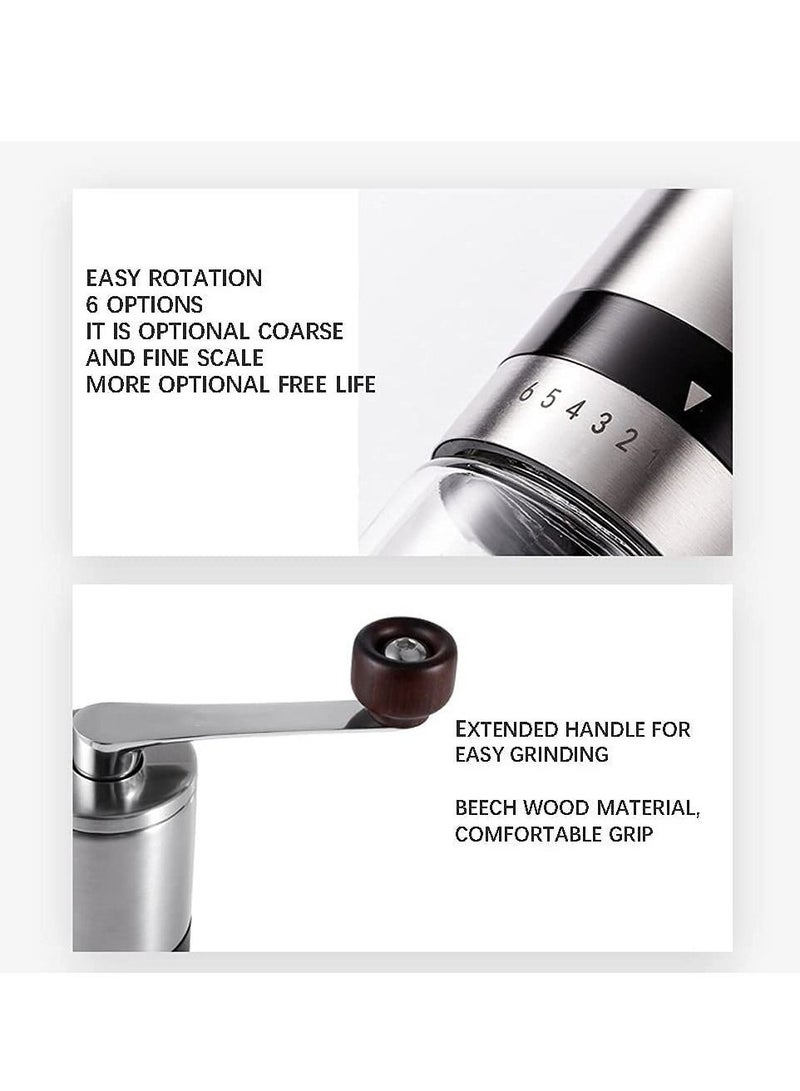 Arabest Manual Coffee Grinder with Stainless Steel Burr, Ceramic Grinding Core Hand Held Coffee Mill External Thickness Adjustment, Portable Hand Crank Grinder - Image 2