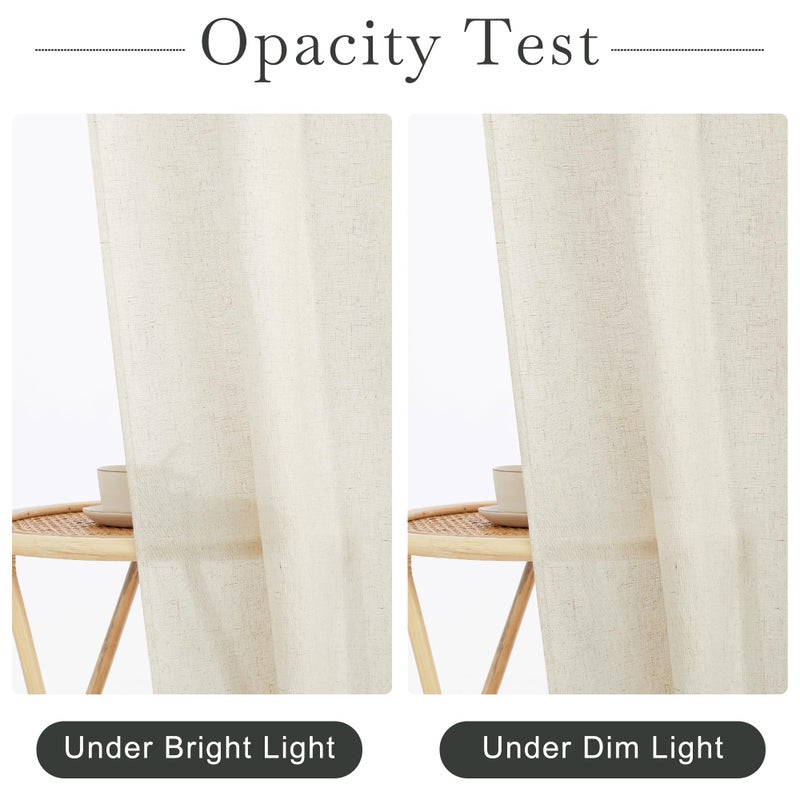 KGORGE Natural Linen Shower Curtain for Bathroom - Linen Blend Button Hole Semi Sheer Lightweight Waterproof Shower Curtains for Bathtub, 72 x 72 inches Long, Hooks Included - Image 4