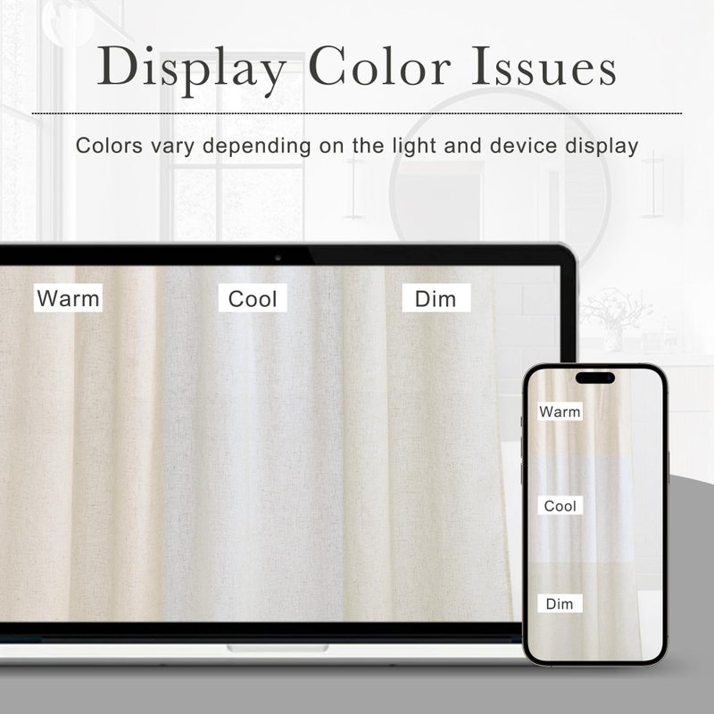 KGORGE Natural Linen Shower Curtain for Bathroom - Linen Blend Button Hole Semi Sheer Lightweight Waterproof Shower Curtains for Bathtub, 72 x 72 inches Long, Hooks Included - Image 2