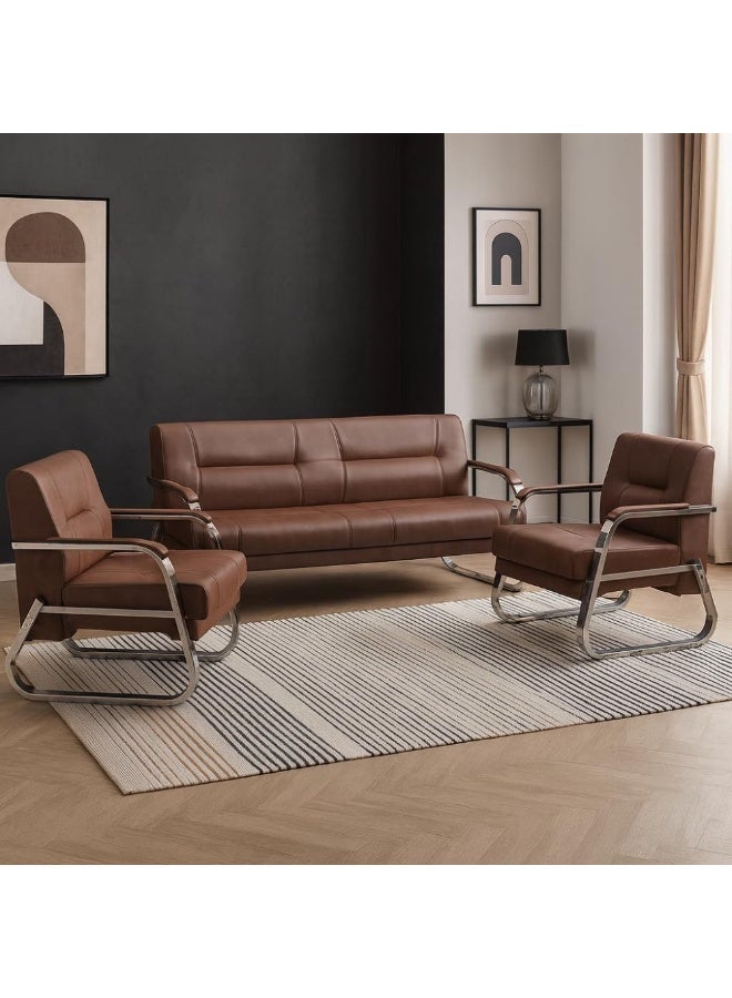 ABX HOME SYROS 3+1+1 Sofa Set – 5-Seater Faux Leather Sofa for Living Room & Office | Modern Office Sofa Set