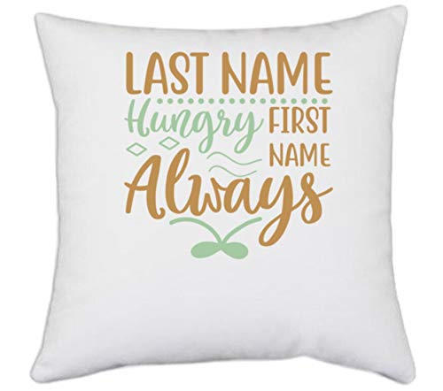 UDNAG White Polyester 'Hungry | Last Name Hungry First Name Always' Pillow Cover [16 Inch X 16 Inch] - Image 5