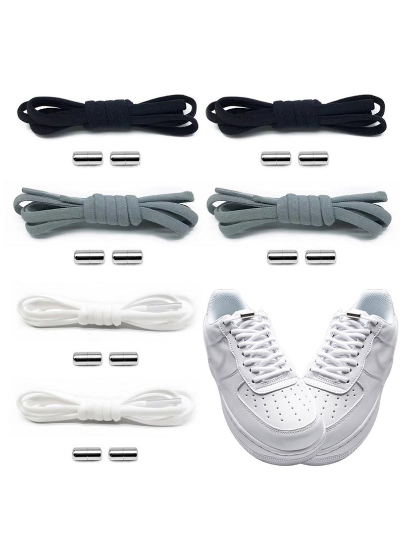 6 Pairs Elastic Shoe Laces No Tie Elastic Laces with Metal Buckles for All Shoes Universal - Image 1