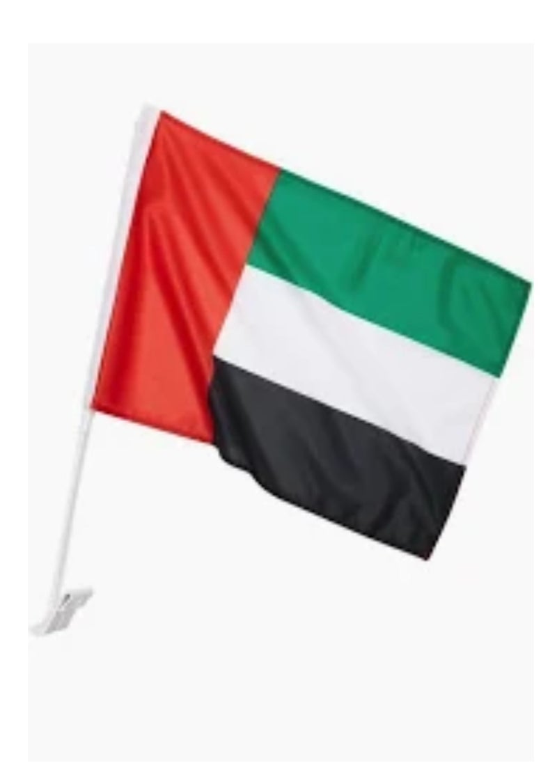 Vitacelli 2 Pcs UAE National Day Celebration Flags for Cars Emirati National Day Flags with Plastic Grip UAE Flags fits almost all type of Vehicles for National Day Martyrs Day Flag Day Celebrations 45 x 33 CM  - Image 1