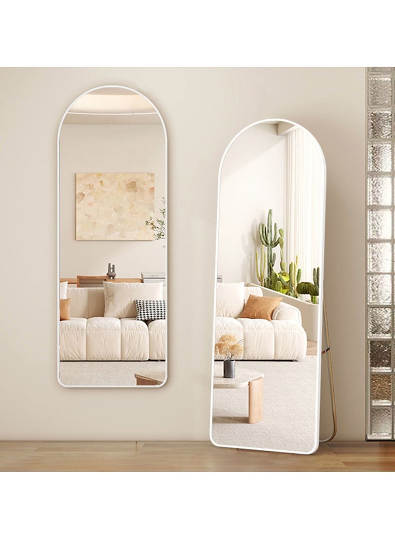 YQbest Arched Full Length Mirror with Stand Floor Standing Aluminum Frame for Bedroom Body Hanging Leaning Modern Simple Home Decor Shatter-proorf Nano Glass Wall Living Room Cloakroom Silver  - Image 2