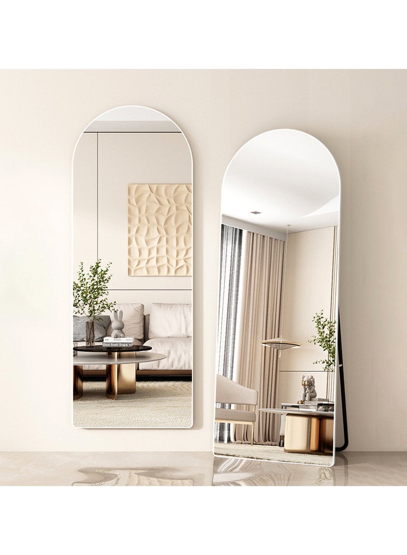 YQbest Arched Full Length Mirror with Stand Floor Standing Aluminum Frame for Bedroom Body Hanging Leaning Modern Simple Home Decor Shatter-proorf Nano Glass Wall Living Room Cloakroom Silver  - Image 3