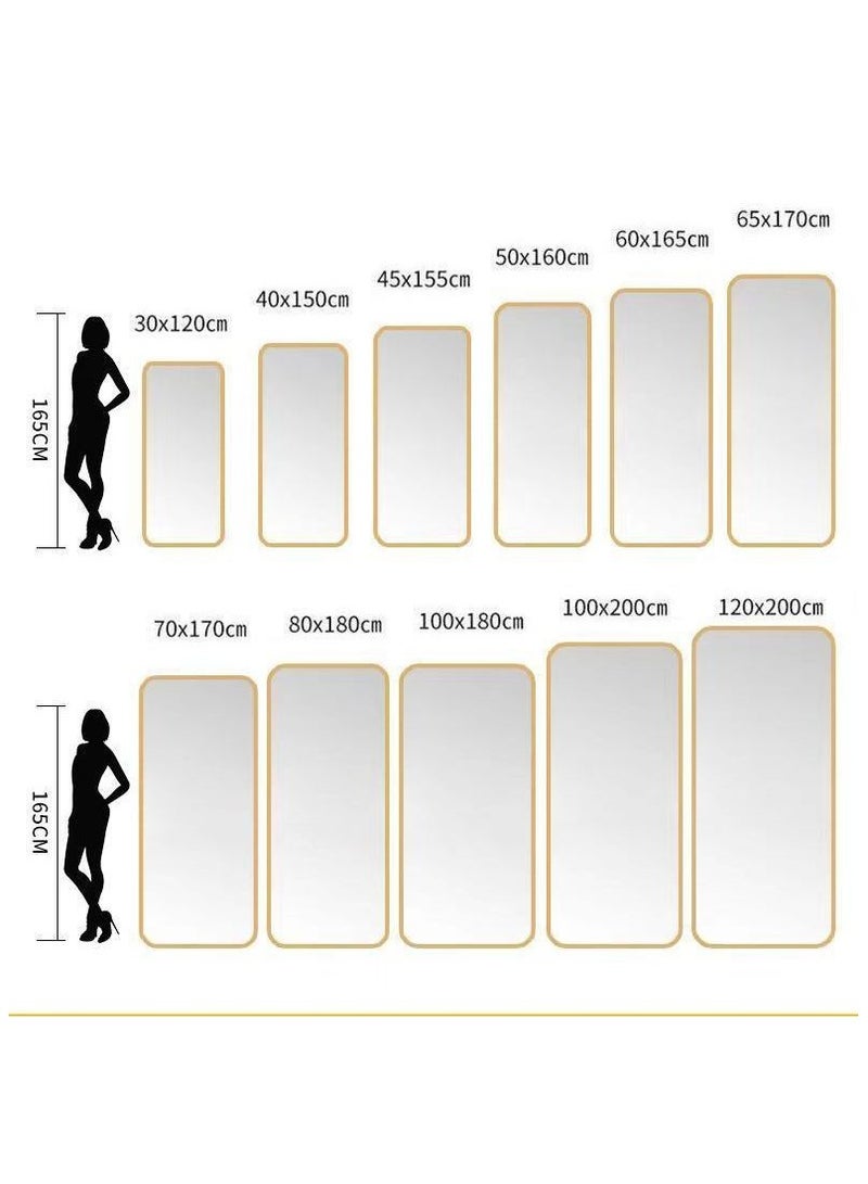 YQbest Arched Full Length Mirror with Stand Floor Standing Aluminum Frame for Bedroom Body Hanging Leaning Modern Simple Home Decor Shatter-proorf Nano Glass Wall Living Room Cloakroom Silver  - Image 5