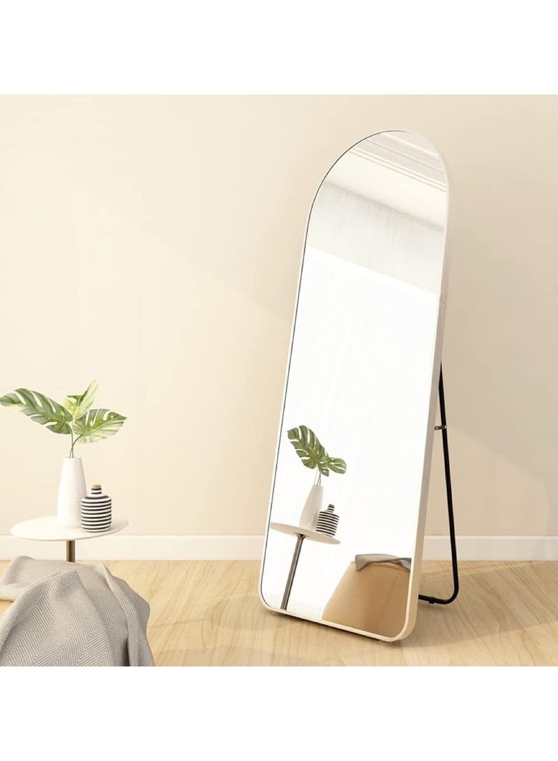 YQbest Arched Full Length Mirror with Stand Floor Standing Aluminum Frame for Bedroom Body Hanging Leaning Modern Simple Home Decor Shatter-proorf Nano Glass Wall Living Room Cloakroom Silver  - Image 4