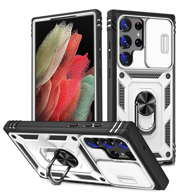 MagSafe Case | White TPU | Drop Protection | Kickstand | Shockproof Cover for Samsung Galaxy S23 Ultra - Image 1