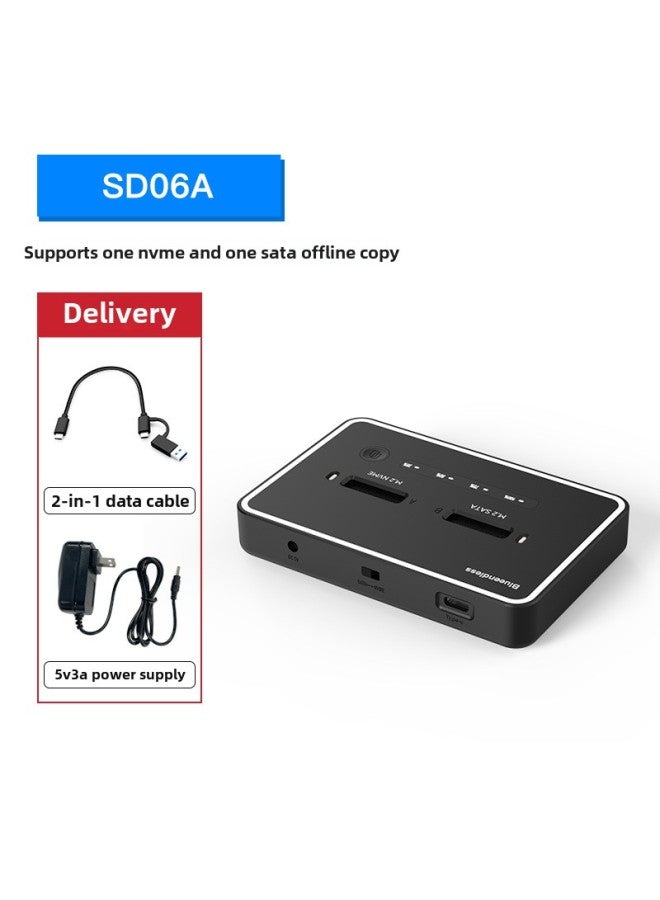 Dual-Bay M.2 SSD Base NVMe/SATA One-Click Offline Copy 20G Transmission Solid State Drive Box ABS Material USB3.2 Gen2*2 Interface-Color:Standard ]  - Image 1