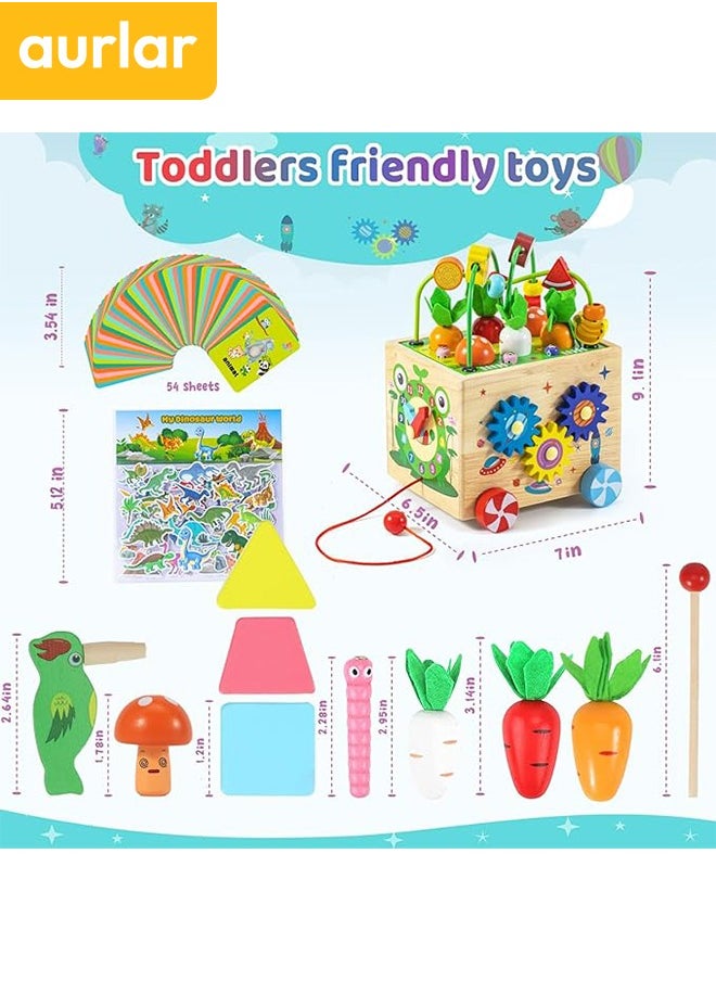Aurlar - Montessori Wooden Activity Cube - 9-in-1 Educational Toy for Toddlers 1-3, Interactive Learning and Developmental Play, Perfect Gift for Boys & Girls - Image 1