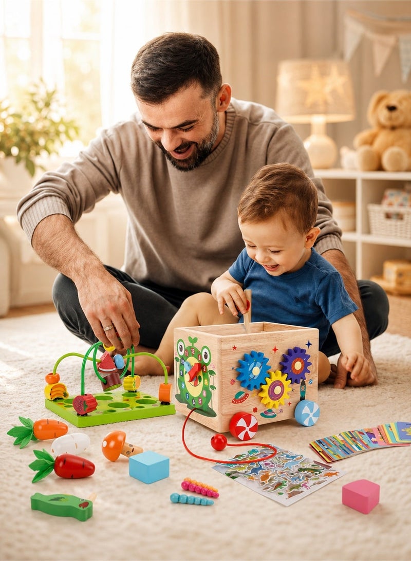 Aurlar Montessori Wooden Activity Cube - 9-in-1 Educational Toy for Toddlers 1-3, Interactive Learning and Developmental Play, Perfect Gift for Boys & Girls - Image 5