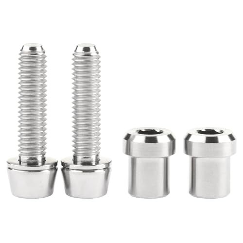 Wanyifa Titanium M5x16 18 20mm Bolt with Washer Hex Head Screw Steerer Clamp Nut for Bicycle Stem Front Forking Lock (Silver Taper Head, M5x20mm) - Image 4