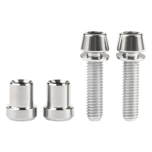 Wanyifa Titanium M5x16 18 20mm Bolt with Washer Hex Head Screw Steerer Clamp Nut for Bicycle Stem Front Forking Lock (Silver Taper Head, M5x20mm) - Image 3