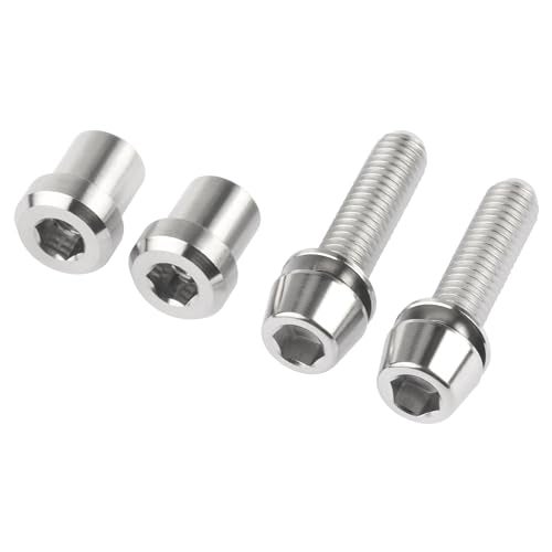 Wanyifa Titanium M5x16 18 20mm Bolt with Washer Hex Head Screw Steerer Clamp Nut for Bicycle Stem Front Forking Lock (Silver Taper Head, M5x20mm) - Image 5