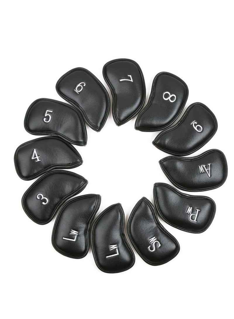Golf Covers Set 12pcs Thick Synthetic Leather Golf Iron Head Cover Set Headcover Fit All Brands - Image 1