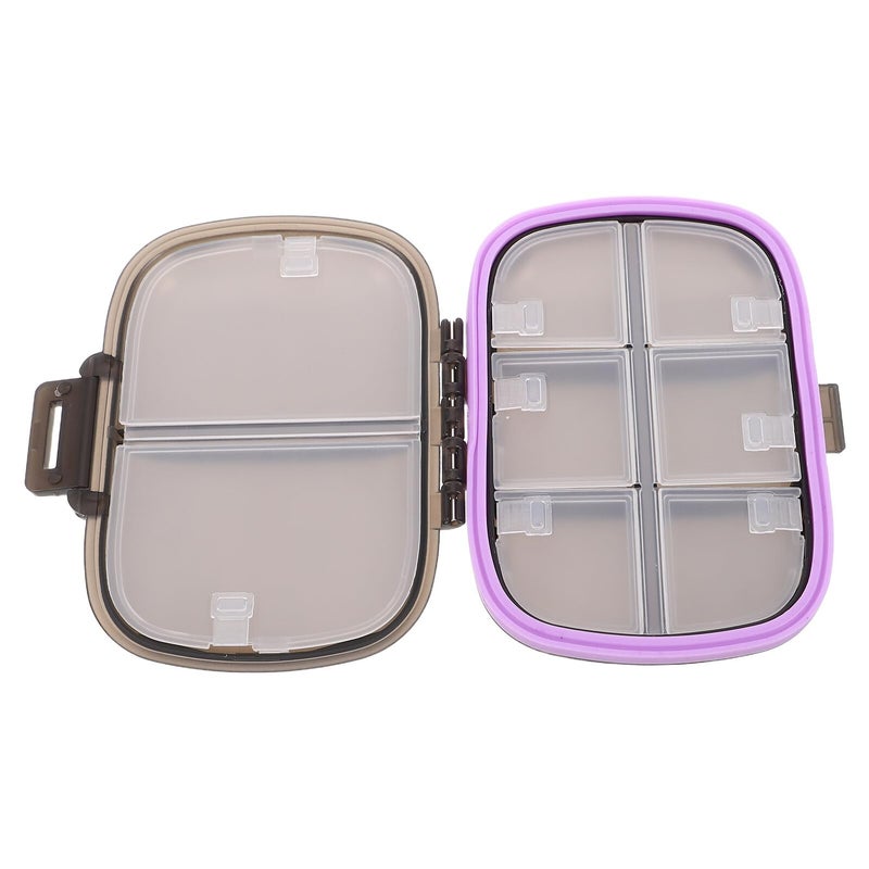 Black Mini Portable Pill Organizer 8 Compartment Weekly Medicine Case For Travel Purse - Image 2