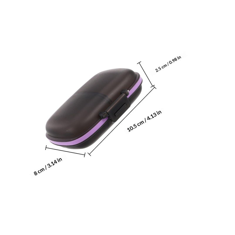 Black Mini Portable Pill Organizer 8 Compartment Weekly Medicine Case For Travel Purse - Image 3