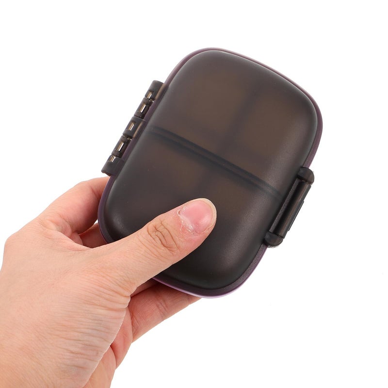 Black Mini Portable Pill Organizer 8 Compartment Weekly Medicine Case For Travel Purse - Image 4