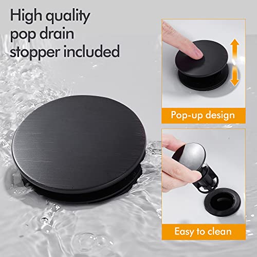 Fransiton Bathroom Sink Faucet FRANSITON 4 Inch Faucet 2 Handle Bathroom Sink Faucets Lead-Free Matte Black Bath Sinks Faucets with Pop-up Drain Stopper and Supply Hoses - Image 3