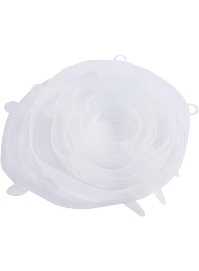 Set of 6 Stretchable & Reusable Silicone Lids – Airtight Food & Fruit Covers (White) - Image 3