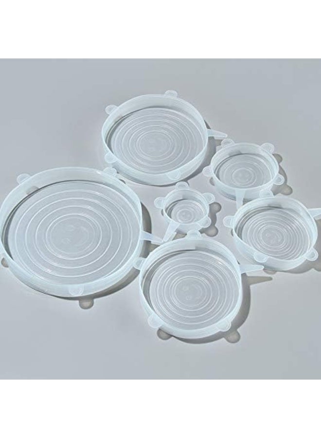 Set of 6 Stretchable & Reusable Silicone Lids – Airtight Food & Fruit Covers (White) - Image 1