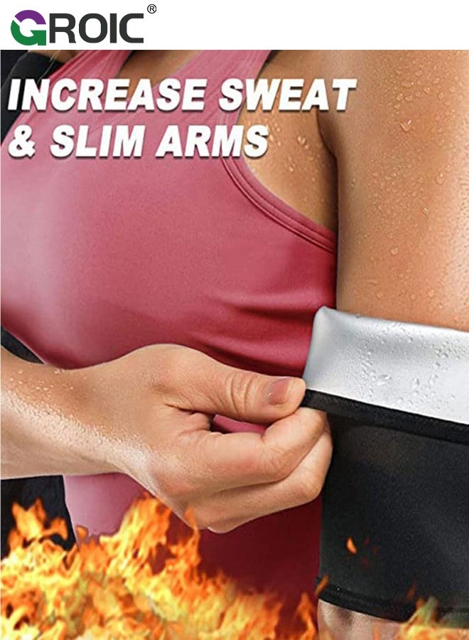 GROIC 2pcs Arm Trimmers for Women Compression Sauna Sweat Set, Arm Shaper Bands, Arm Trainer Sleeves for Sports Workout,Sauna Arm Wraps for Arms Increasing Heat(Silver L/XL) - Image 3