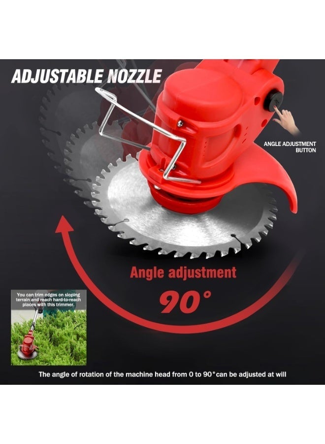 Arabest 24V Electric Weed Wacker, Grass Trimmer with 2pcs Batteries & Fast Charger, 3 in 1 Stringless Lightweight Brush Cutter/Edger/Mower with 3 Types Blade & Wheels for Garden and Yard Lawn - Image 3