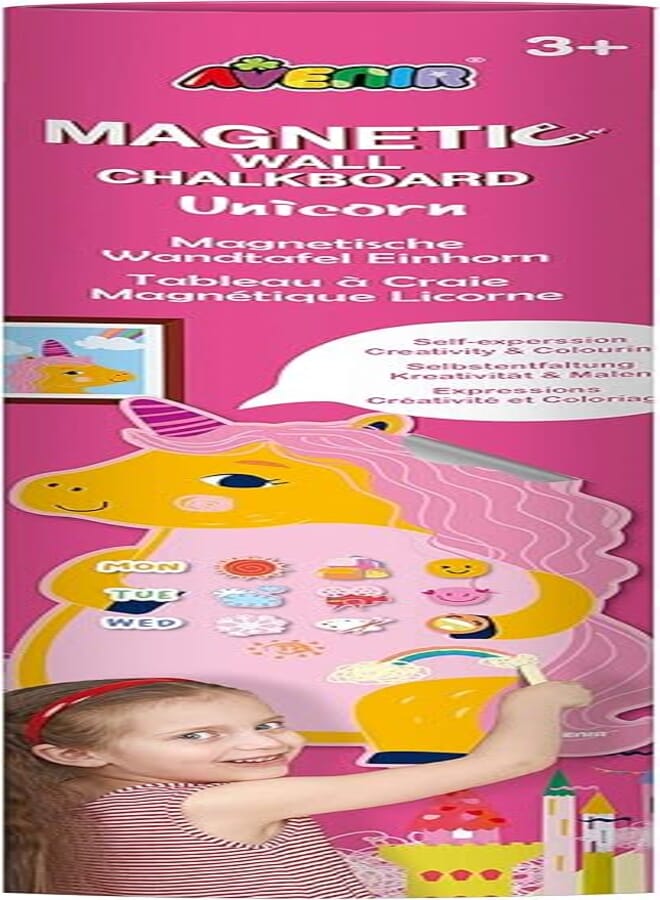 Avenir Avenir 6301735 Unicorn Magnetic Blackboard Weekly Planner with Stickers, Chalk Pens and Sponge 
